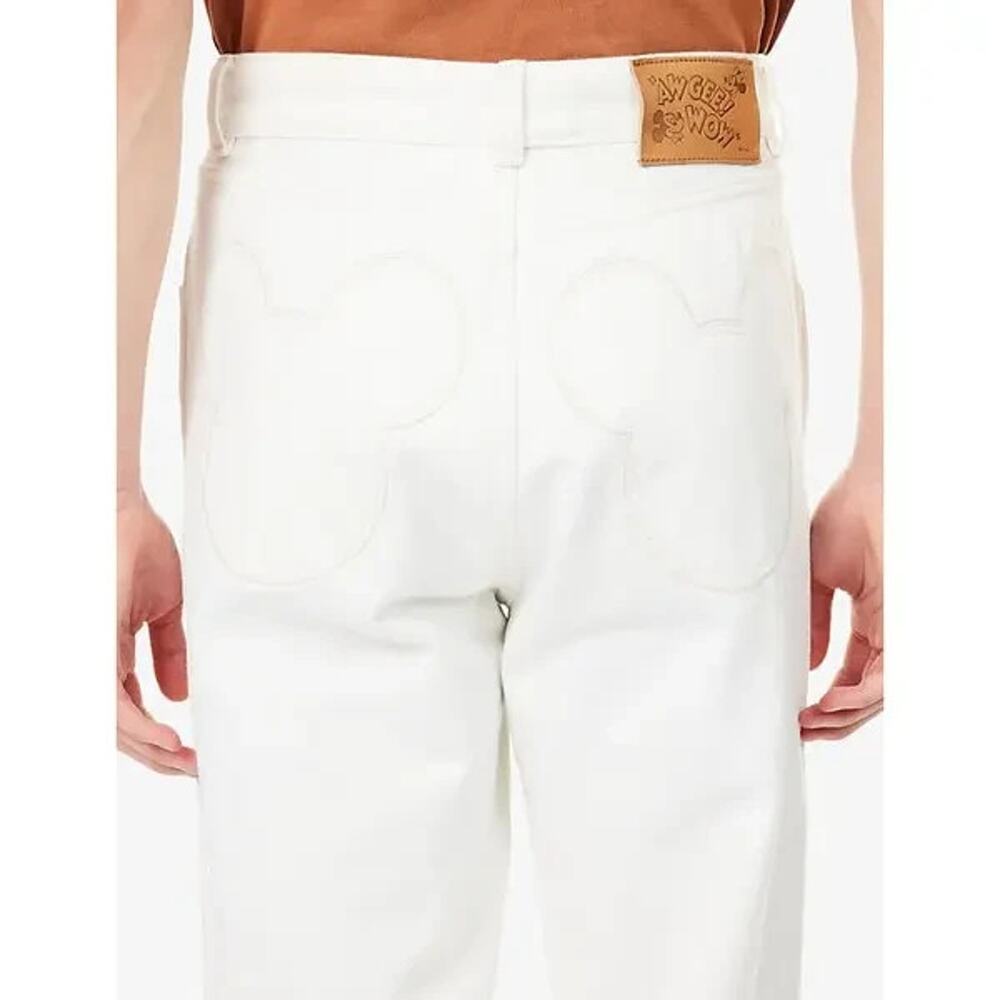 Zara Harry Lambert Disney Jeans Mens 40x34 Flared Leg Mickey Pocket Ivory White - Picture 10 of 16